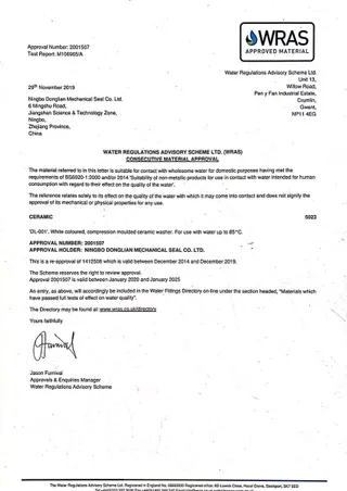 WRAS A Donglian Ceramic Supplier